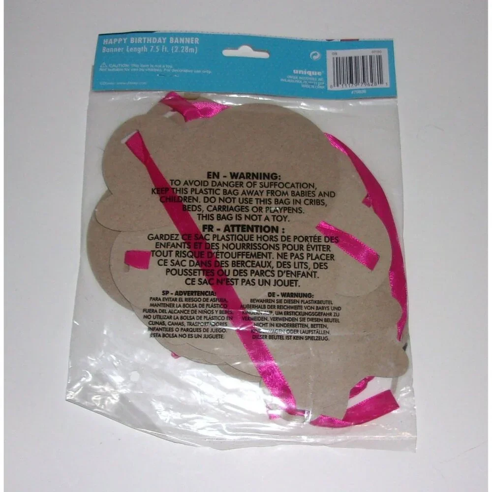 Unique Disney Minnie Mouse Happy Birthday Banner 7.5 ft Pink Black New